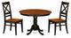 3 Pc Set, Round Dinette Table And 2 Leather Kitchen Chairs In Black And Cherry