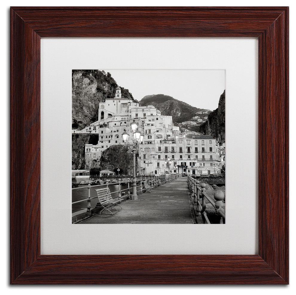 Alan Blaustein ''Amalfi Pier I'' Art, Wood Frame, White Mat, 11x11