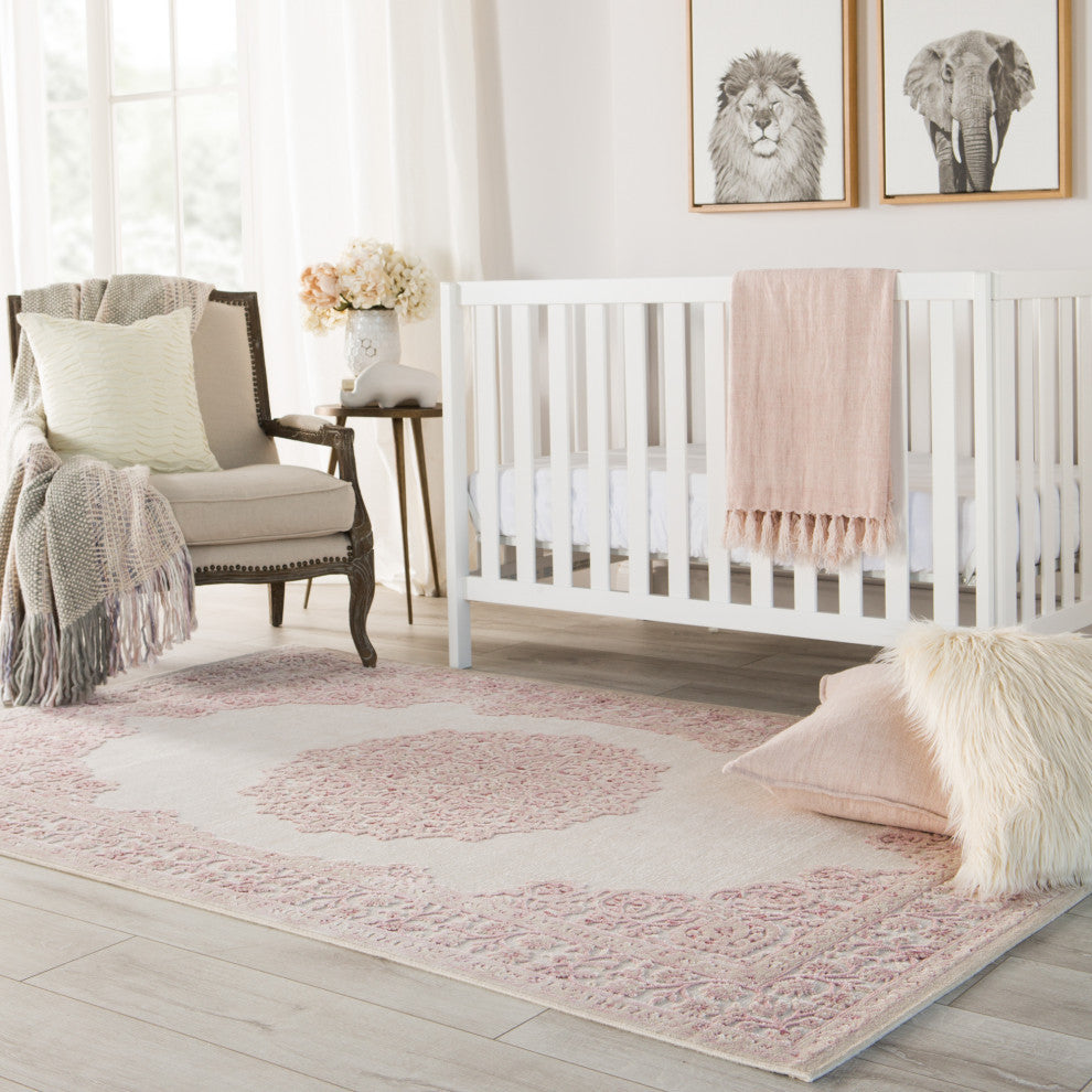 Jaipur Living Malo Medallion Pink/White Area Rug, 8'10"x11'9"