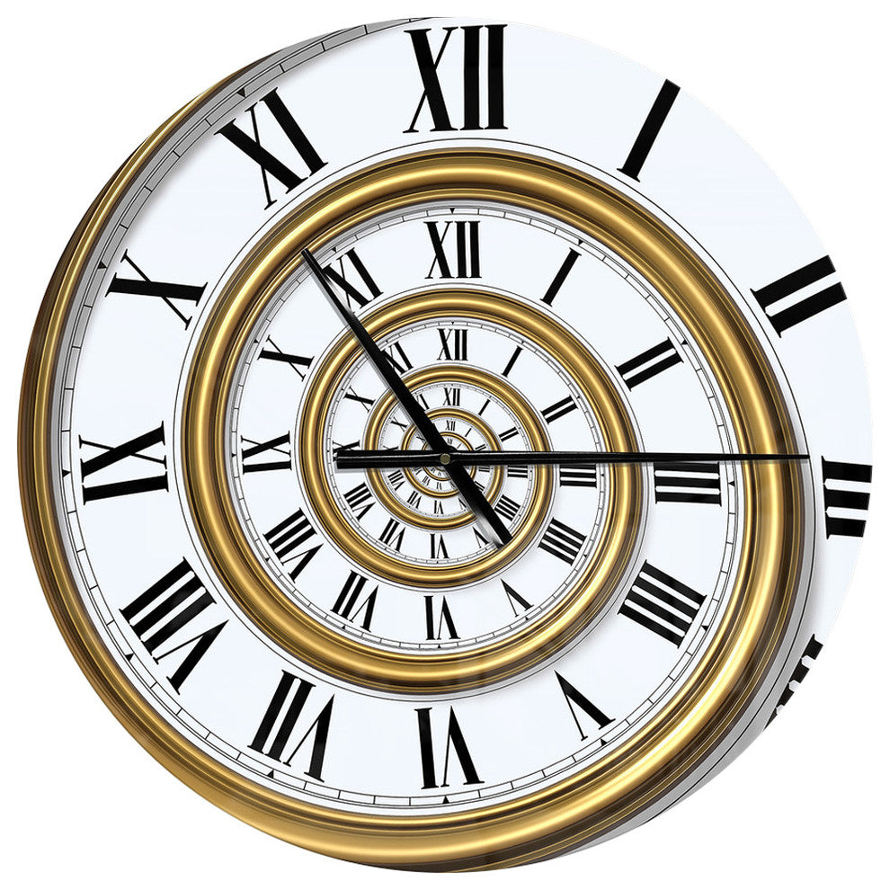 Time Spiral in Antique Style Oversized Contemporary Metal Clock, 23x23