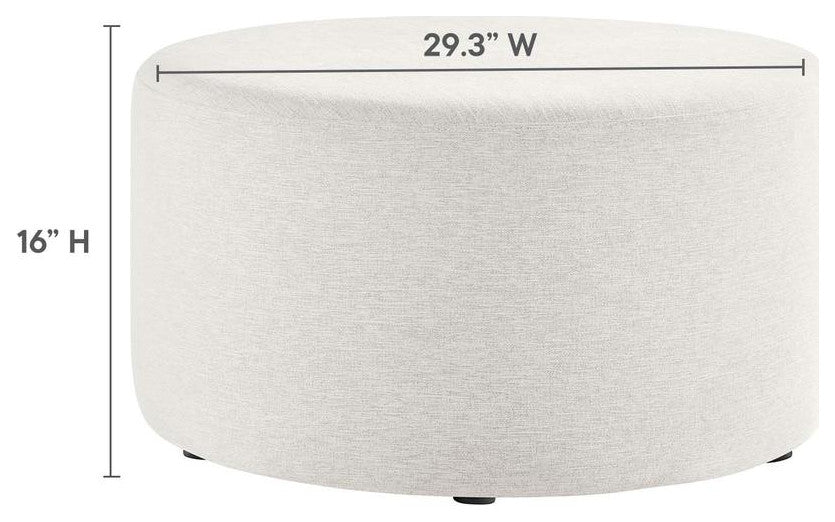Callum Large 29 Round Woven Heathered Fabric Upholstered Ottoman