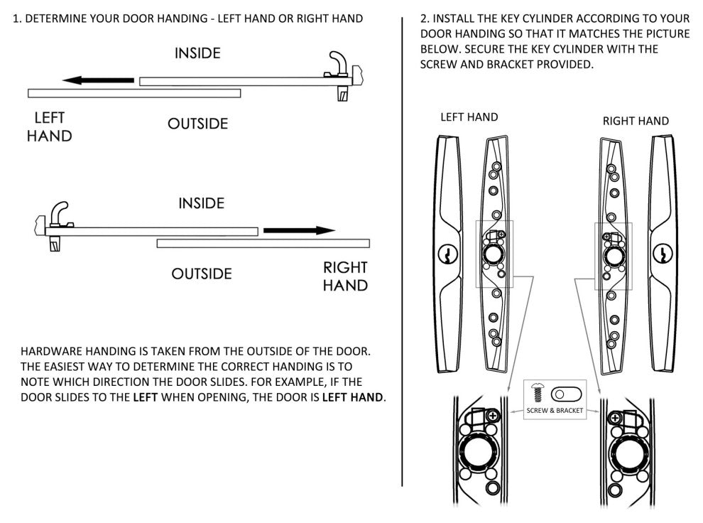 Veranda Sliding Door Handles With Lock, Keyed, 1-1/2" Thick Door, White