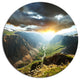 Clouds Touching Mountains At Sunset, Landscape Round Wall Art, 11"
