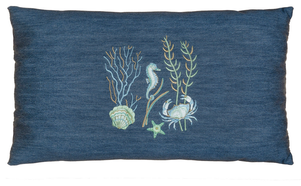 Linum Home Textiles Aaron Denim Decorative Pillow Cover, Denim Blue, Lumbar