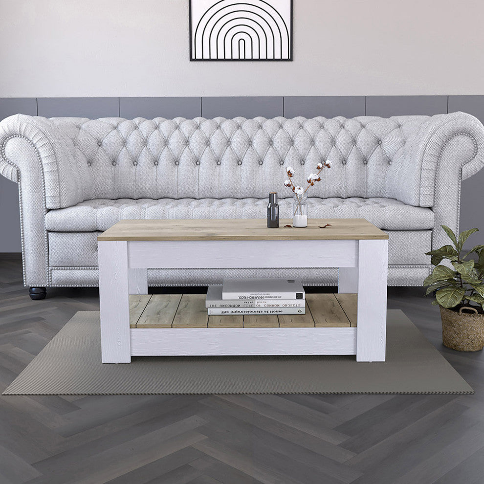 Lindon Farmhouse Coffee Table by RST Brands, White/Golden Oak