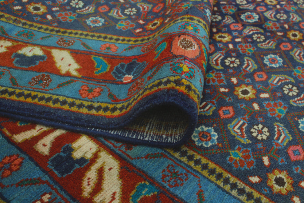 Fine Vintage Distressed Haleh Navy/Rusty-Red Rug, 4'8x9'4