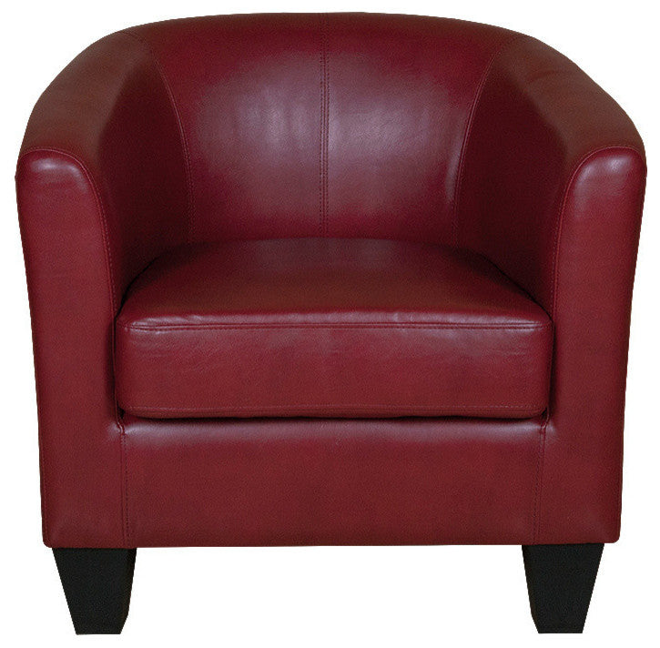 Grafton Home Enzo Upholstered Barrel Chair, Red Faux Leather