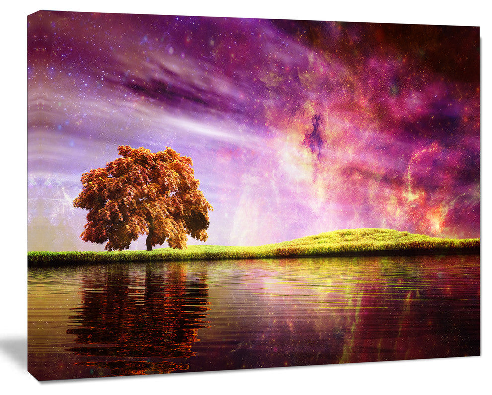 Magic Night with Colorful Clouds, Landscape Canvas Art Print, 60"x28"