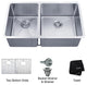 Kraus KHU104-33 33 inch Undermount Double Bowl Stainless Steel Kitchen Sink