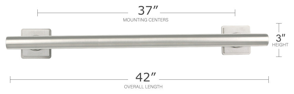 Coronado Designer Straight Bathroom Shower Grab Bar, Satin, 42"
