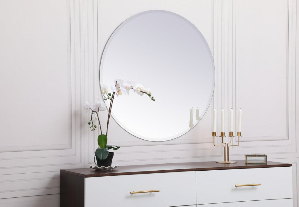Gwen Round Mirror, 36", Clear