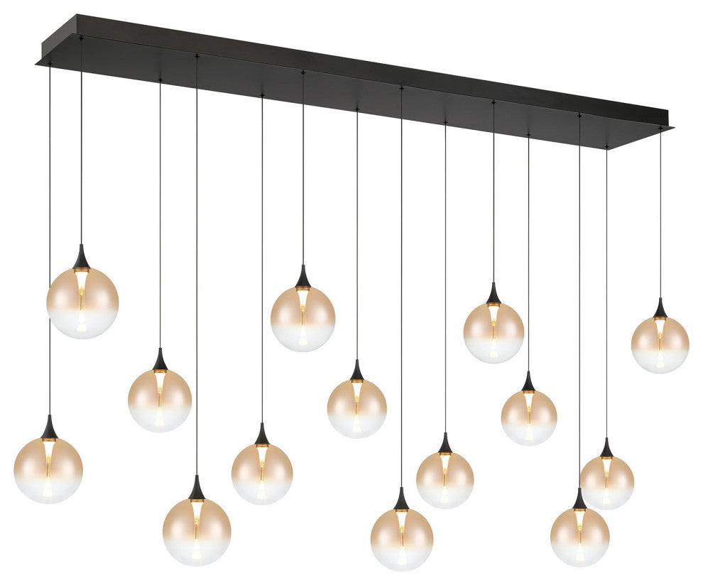 Iissa 14L 72" Black Amber Chandelier