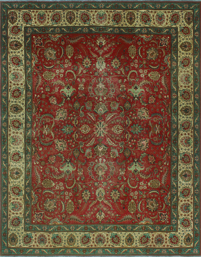 Fine Vintage Distressed Sayra Red/Beige Rug, 9'7x11'1