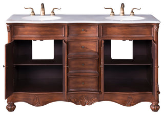 60" Double Bathroom Vanity, Teak