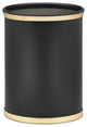 Sophisticates Black With Polished Brass 14" Oval Waste Basket