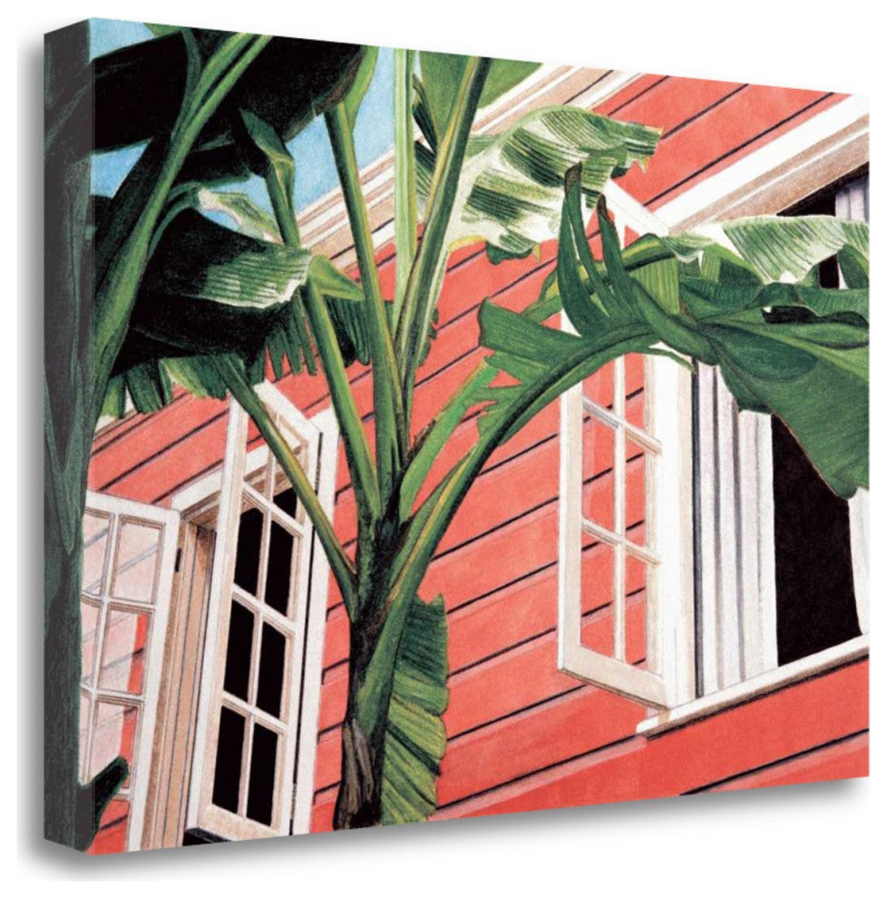 24" Coastal Green Tropical Leaves Giclee Wrap Canvas Wall Art