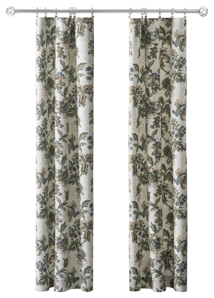 Madison Floral Tailored Panel Pair, Blue, 56"x63"
