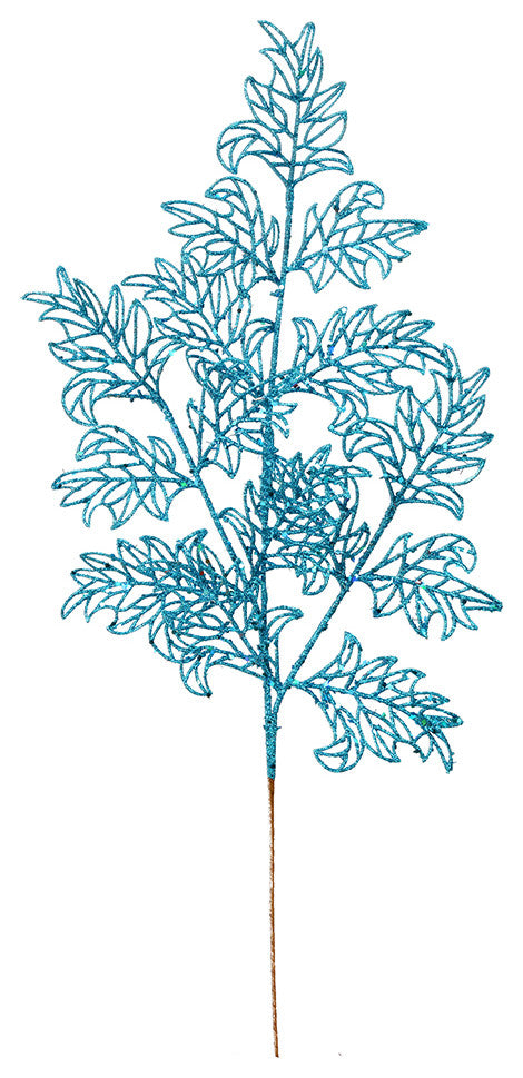 Vickerman L186212 Turquoise Glitter Lace Holly Leaf Artificial Christmas Spray