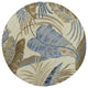 HomeRoots 8' Ivory Blue Hand Tufted Tropical Leaves Round Indoor Area Rug