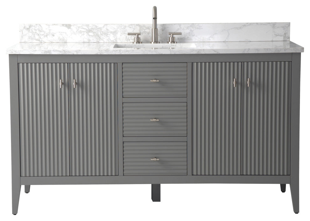 Vanity Art Freestanding Vanity, Cashmere Gray, 60", Single Sink, Brushed Nickel