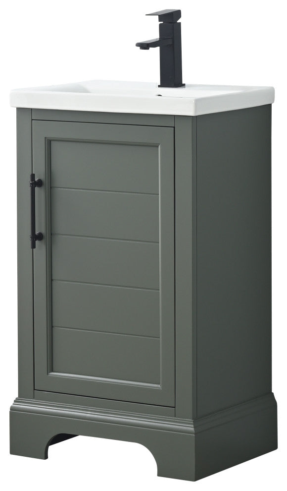 Vanity Art Bathroom Vanity With Sink & Top, Vintage Green, 20", Black Stone