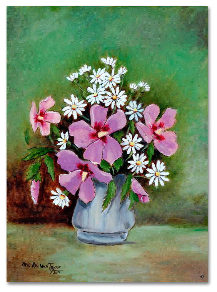 Arie Reinhardt Taylor ''Hibiscus And Daisies'' Canvas Art, 24x18