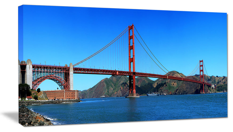 "Golden Gate Bridge Under Blue Sky" Canvas Print32"x16"