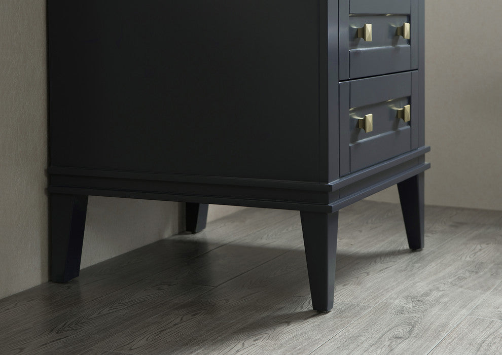 Legion Furniture 24" Single Sink Bathroom Vanity, Blue With Carrara Marble Top