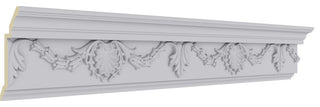 6 1/4"Hx3 3/8"Px7"Fx96 1/8"L, 16" Repeat, Shell Crown Moulding