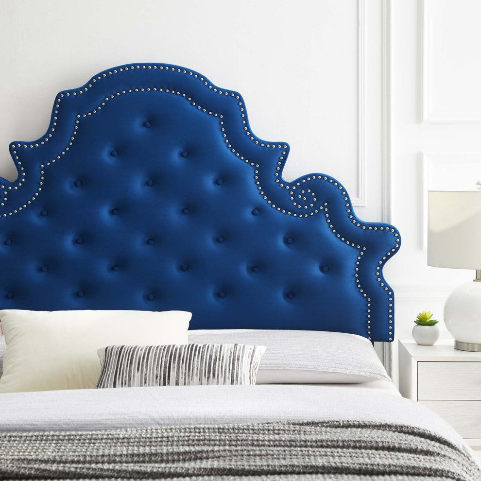 Diana Tufted Performance Velvet Twin Headboard Navy