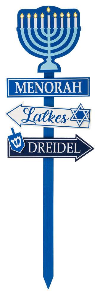 42"H Wooden HANUKKAH Yardstake With Light