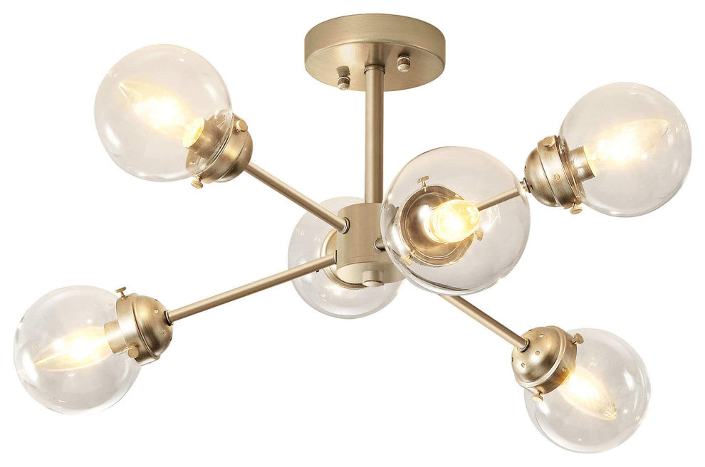 Daisy Sputnik Clear Globe Semi-Flush Mount