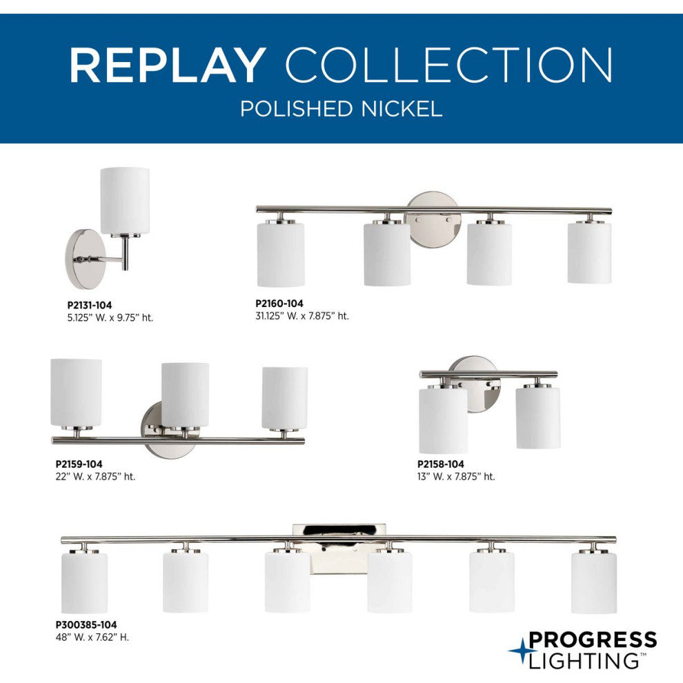 Replay 4-Light Bath Light, Polished Nickel