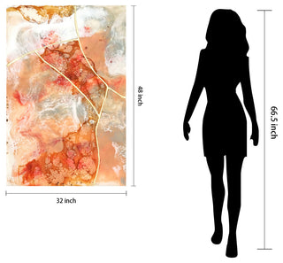 Coral Abstract Wall Art Printed on Frameless Free Floating Tempered Glass Panel