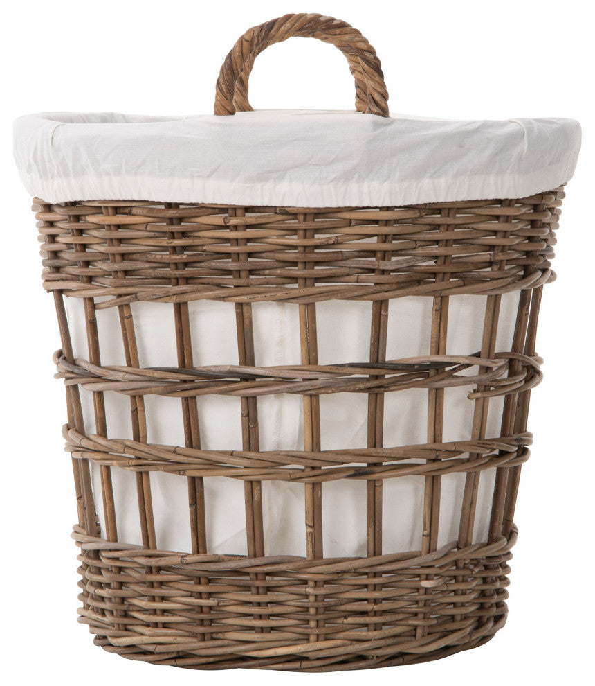 Round Rattan Storage and Laundry Basket WithLiner