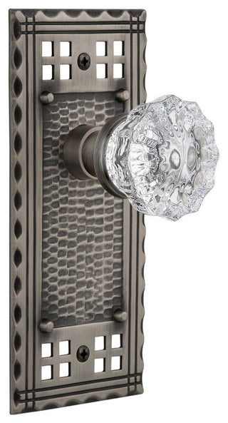 Double Craftsman Plate With Crystal Knob, Antique Pewter