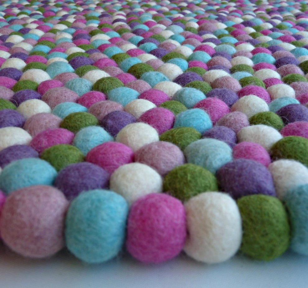 Happy as Larry Sorbet Felt Ball rug