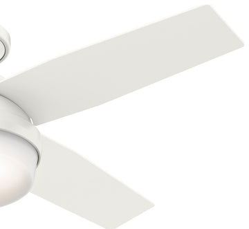 Hunter Fan Company  44" Dempsey Low Profile  Ceiling Fan With Light + Remote, Fresh White