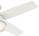 Hunter Fan Company  44" Dempsey Low Profile  Ceiling Fan With Light + Remote, Fresh White