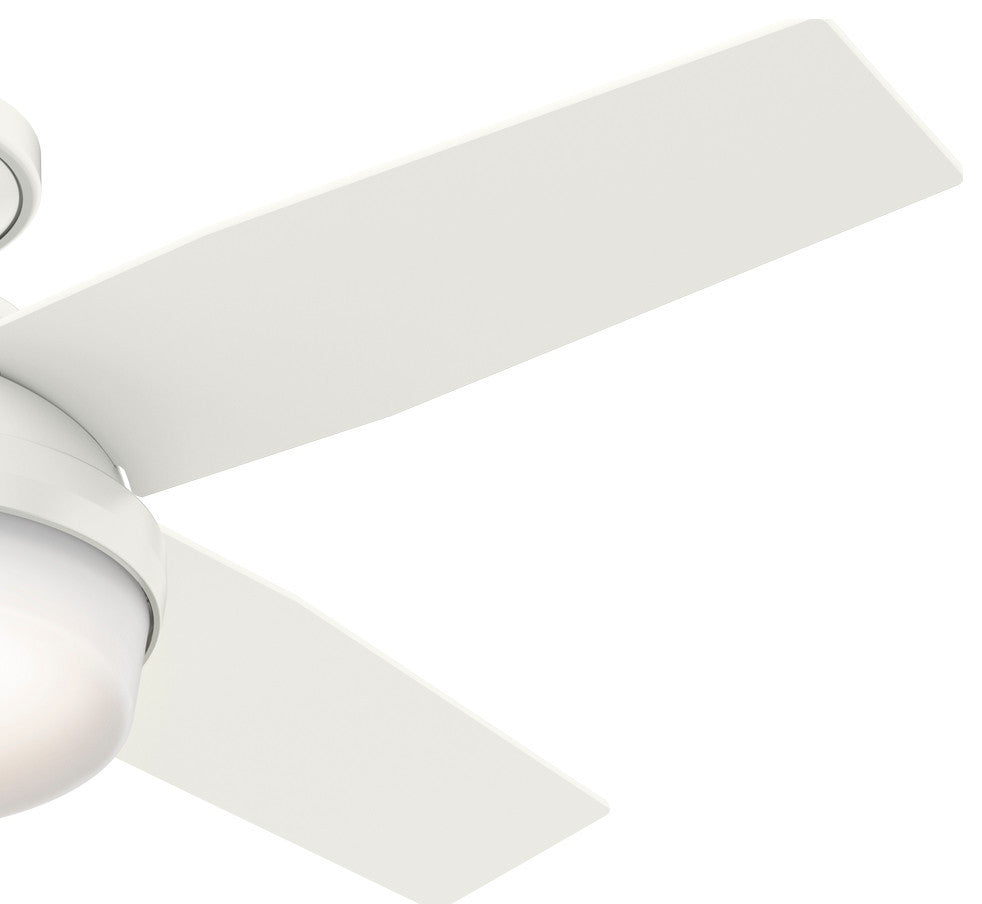 Hunter Fan Company  44" Dempsey Low Profile  Ceiling Fan With Light + Remote, Fresh White