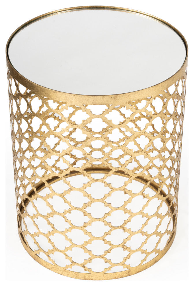 Butler Corselo Mirror and Gold Metal Accent Table