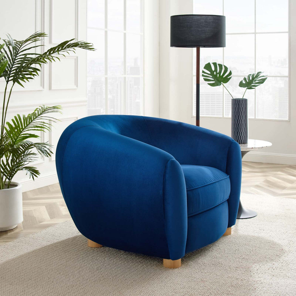 Abundant Performance Velvet Armchair Navy
