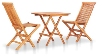 vidaXL Patio Bistro Set 3 Piece Patio Folding Table and Chairs Solid Teak Wood
