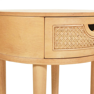 Cabana 18" Round Cane Rattan Storage Side Table, Natural Brown