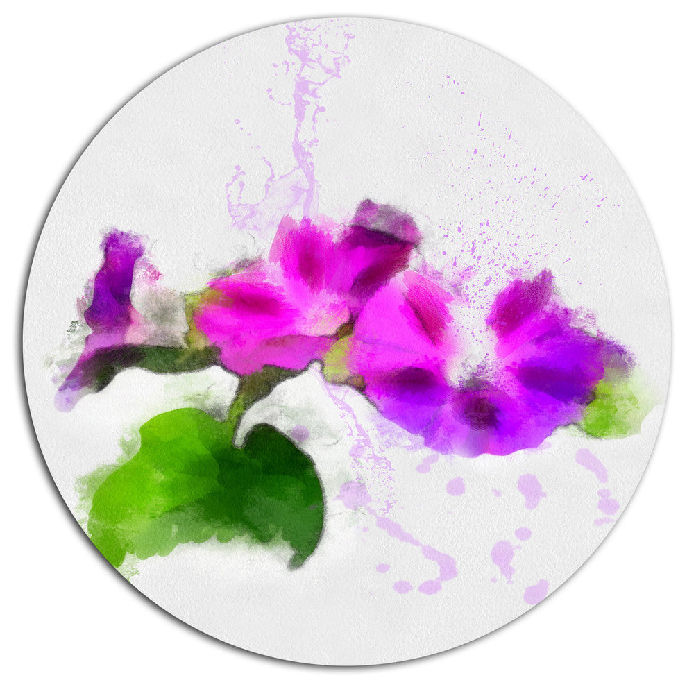 Stem Of Convolvulus Flower Drawing, Floral Disc Metal Artwork, 11"