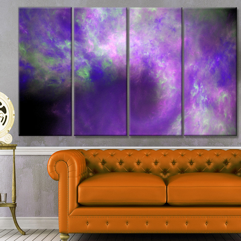Perfect Light Purple Starry Sky, Abstract Canvas Art Print, 48"x28", 4 Panels