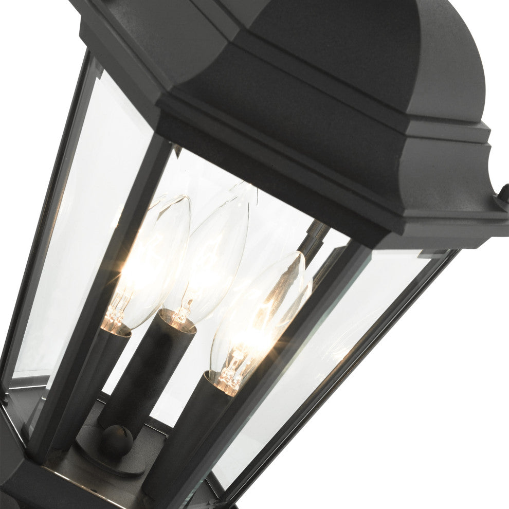 Textured Black Traditional, Historical, Outdoor Post Top Lantern