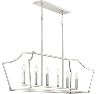 Parkhurst Collection Six-Light Brushed Nickel Linear Island Chandelier Light
