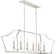 Parkhurst Collection Six-Light Brushed Nickel Linear Island Chandelier Light