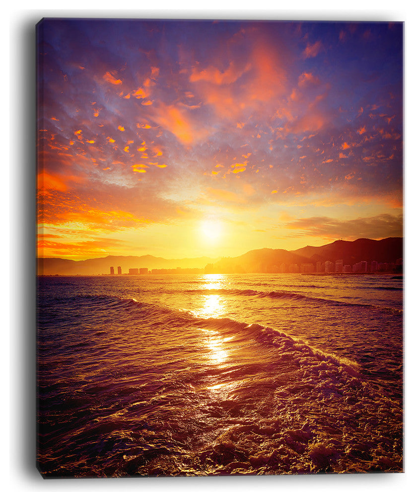 "Cullera Playa Los Olivos Beach" Modern Beach Wall Art, 12"x20"